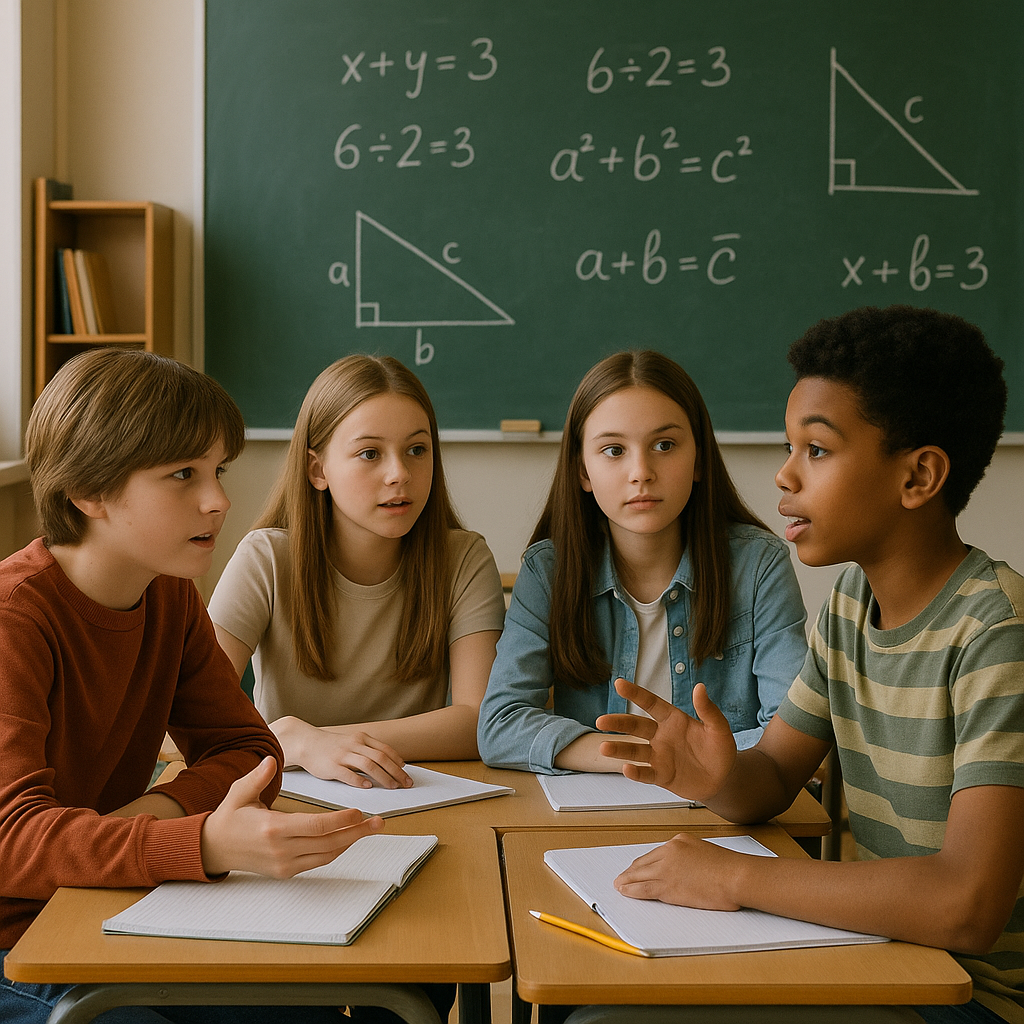 Students discussing math problems